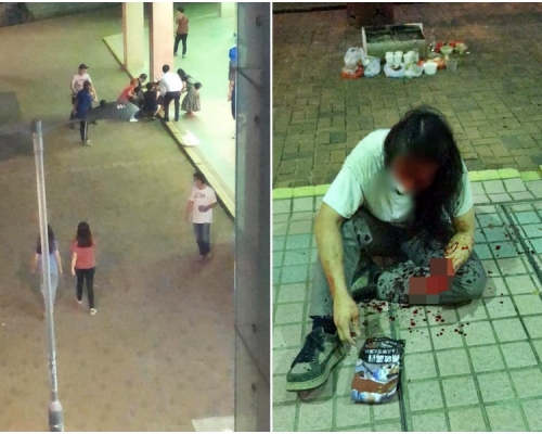 圖左為事發現場;圖右為其中一名傷者。「羅庭德 Jasper Law」fb圖片