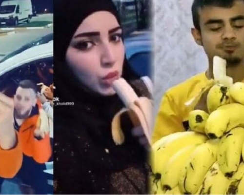 敘利亞在土耳其的移民發起吃香蕉挑戰。 (網上圖片)