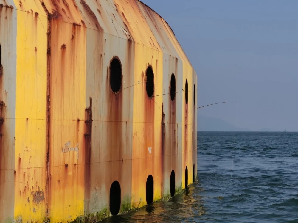港珠澳大橋青州航道橋墩現出數根魚竿。