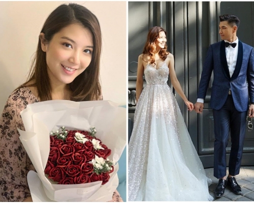 單文柔在社交網站上傳一張手持玫瑰花的自拍照。網圖