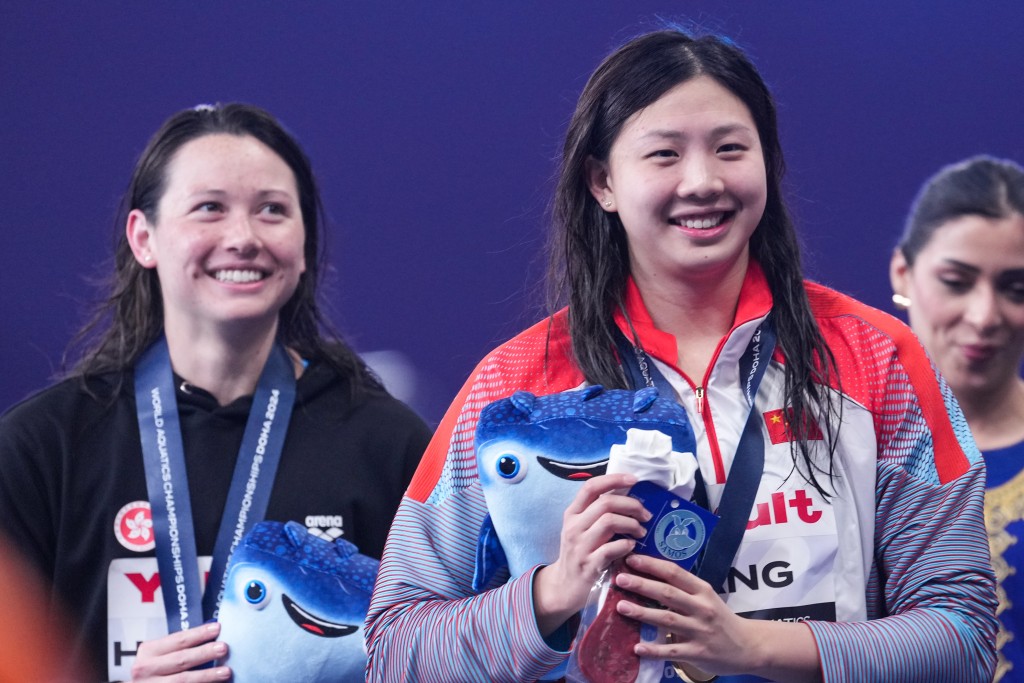 何詩蓓日前在100米蛙泳奪得銅牌。新華社
