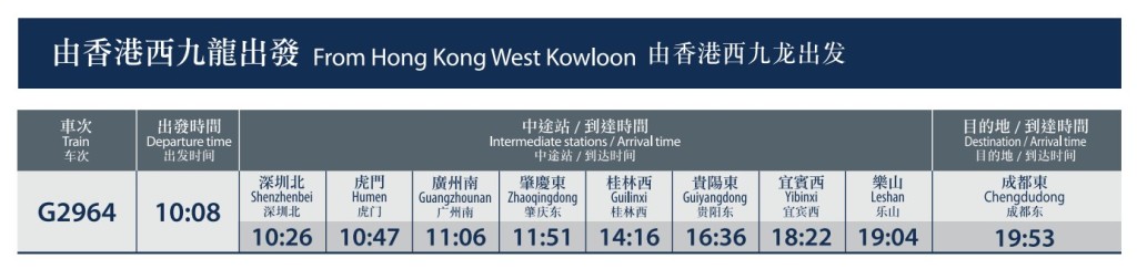 香港西九龙站出发的G2964车次驶经桂林西站。网上截图