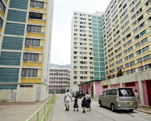 兩名被告在石籬(二)邨搜查男童,被巡邏的警察發現及拘捕。資料圖片