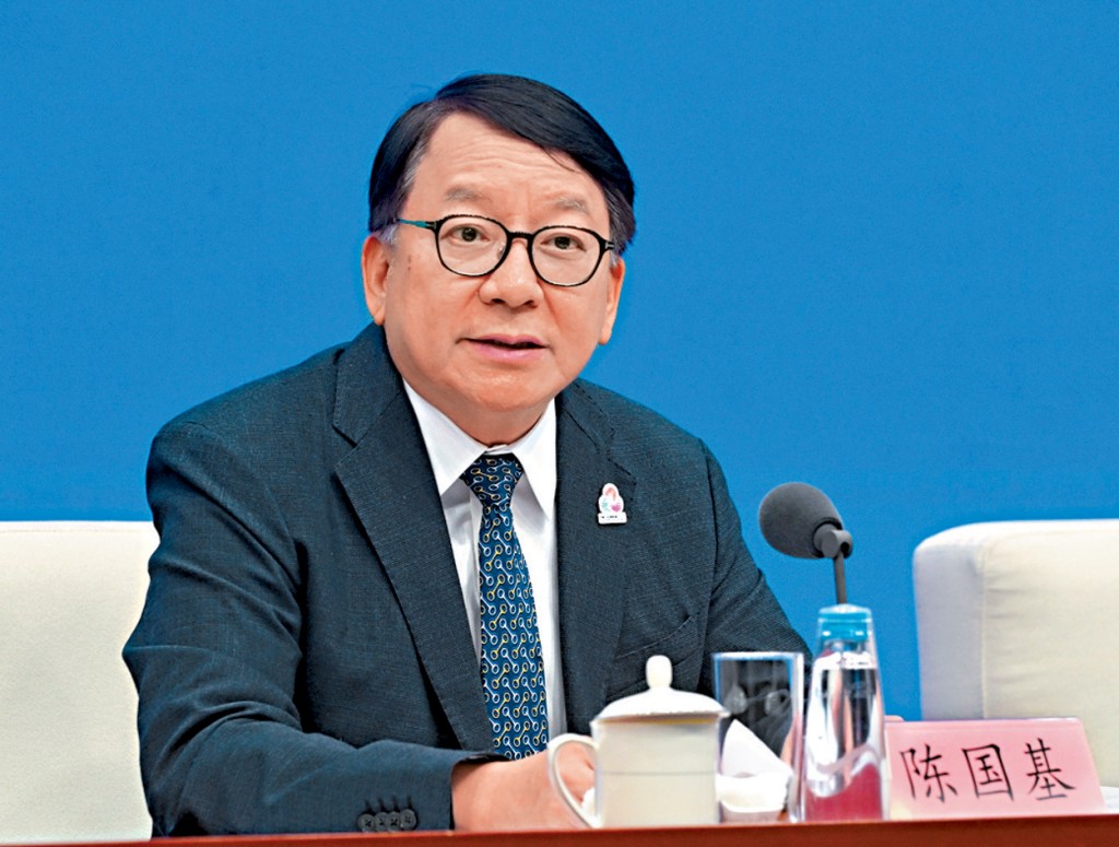 陳國基昨在北京出席十五運會籌辦情況的新聞發布會。