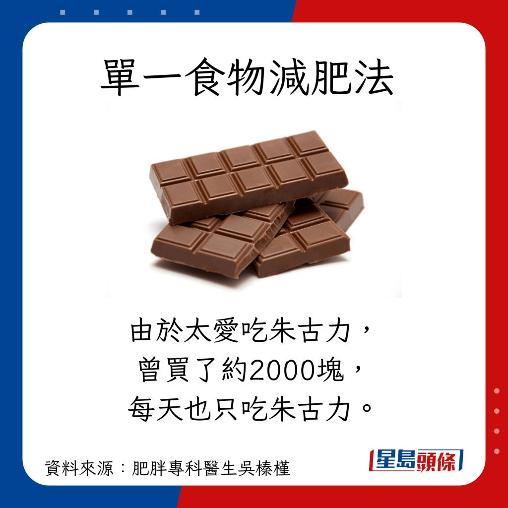 每天也只吃朱古力。
