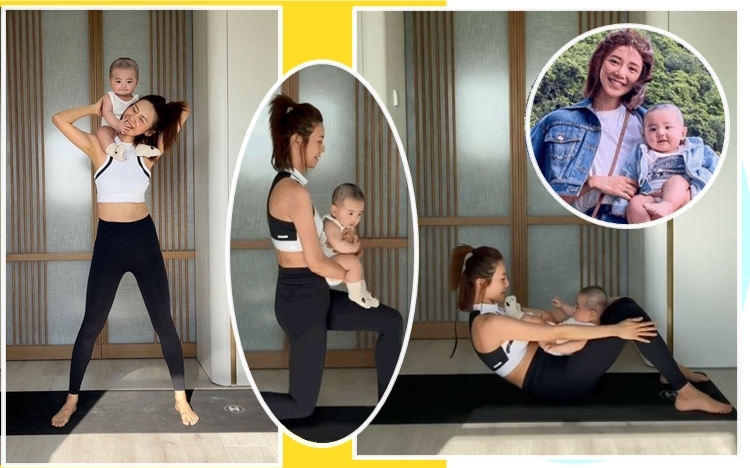 Elva抱囝囝做运动个样好似好轻松。