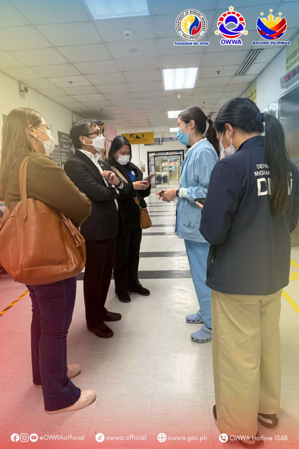 菲律賓海外勞工福利署（OWWA）到醫院探望Rhodora。fb「OWWA Overseas Workers Welfare Administration」圖片