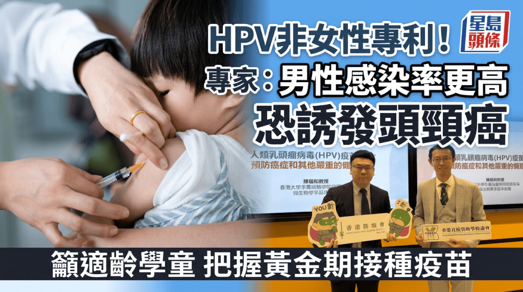 HPV非女性專利！專家揭男性感染率更高恐誘發頭頸癌 籲適齡學童把握黃金期接種疫苗防感染