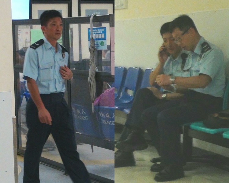 兩名軍裝警員受傷,送往東區醫院治理。