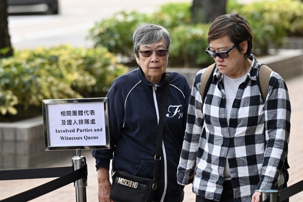 宏福苑居民冼善卿（左）到場作供。