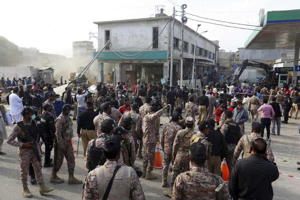巴基斯坦最大城巿卡拉奇發生爆炸。（美聯社）