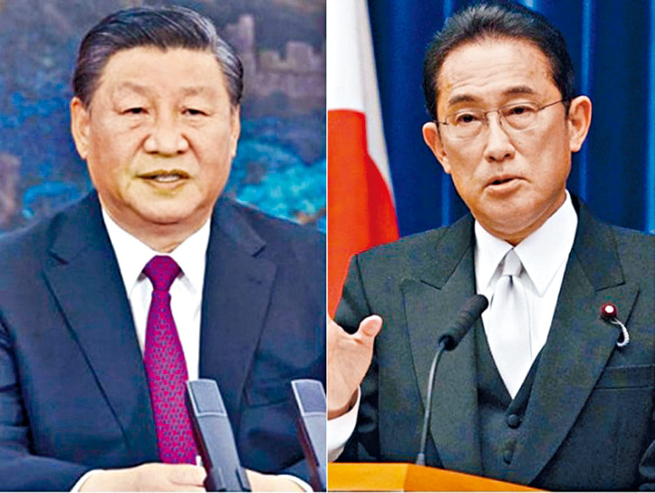 ■習近平昨天同日本首相岸田文雄通電話。