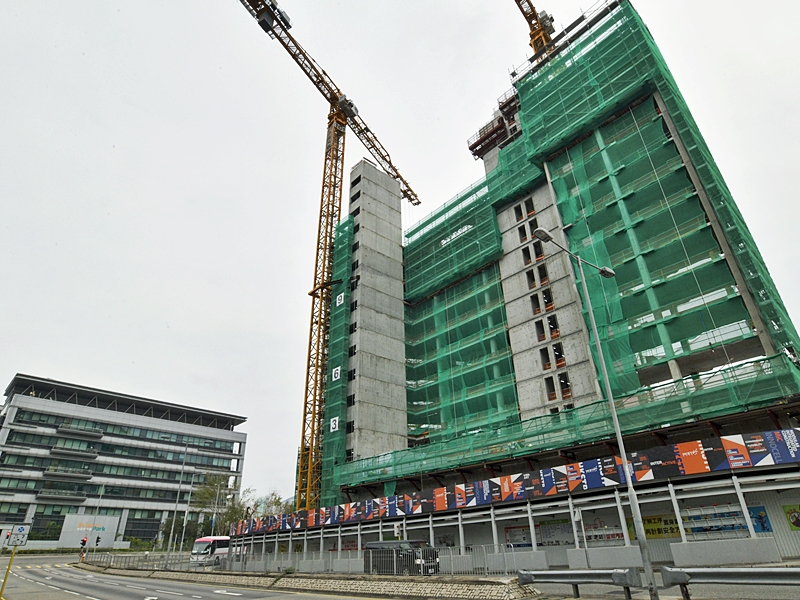 興建中的香港科技園「創新斗室」一帶環境。 資料圖片