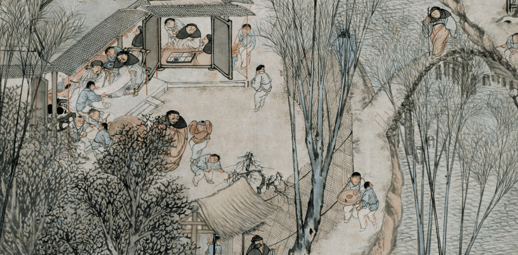 李士達《歲朝村慶圖》（局部）