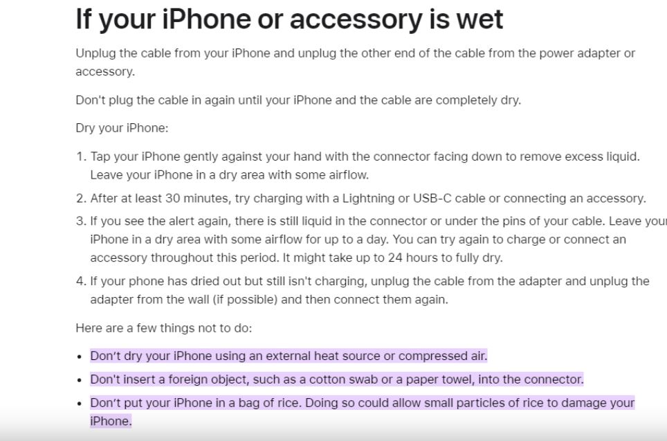 iPhone提醒勿将手机放入米缸。网图