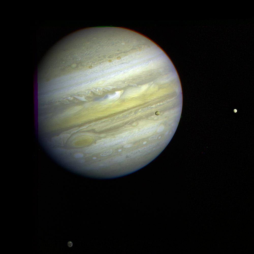 木星及它的3顆衛星。（NASA）