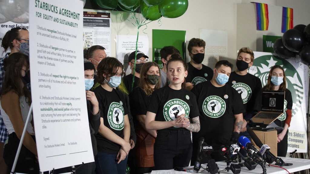 水牛城其中一家分店以19票赞成、8票反对，通过成立工会。美联社图片