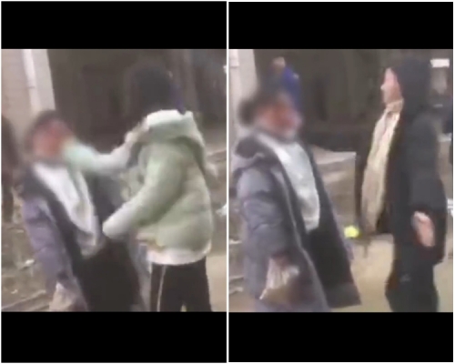 女生遭多名同學不斷掌摑。影片截圖