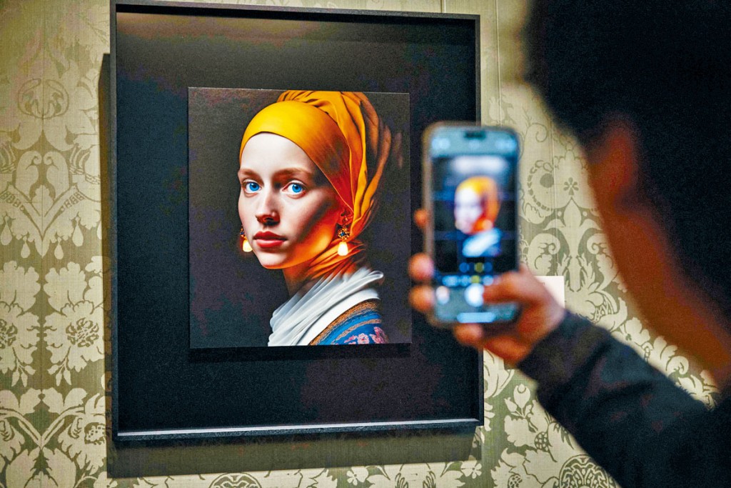 这幅由AI程式生成的图像，灵感来自《戴珍珠耳环的少女》。