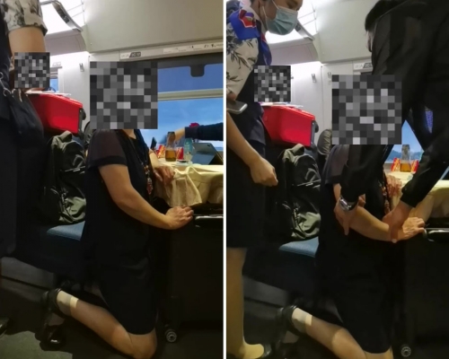 大媽高鐵吸煙觸發警報,下跪求饒!網民:至少下次不敢了。