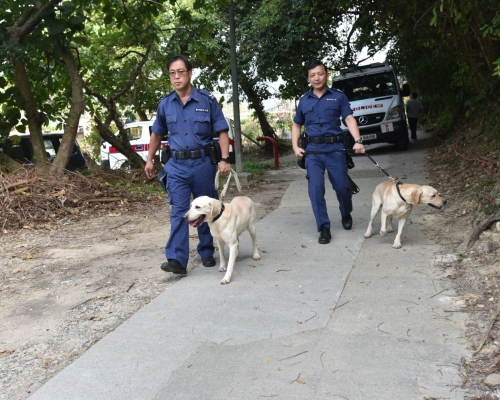 警犬與警員出動搜索