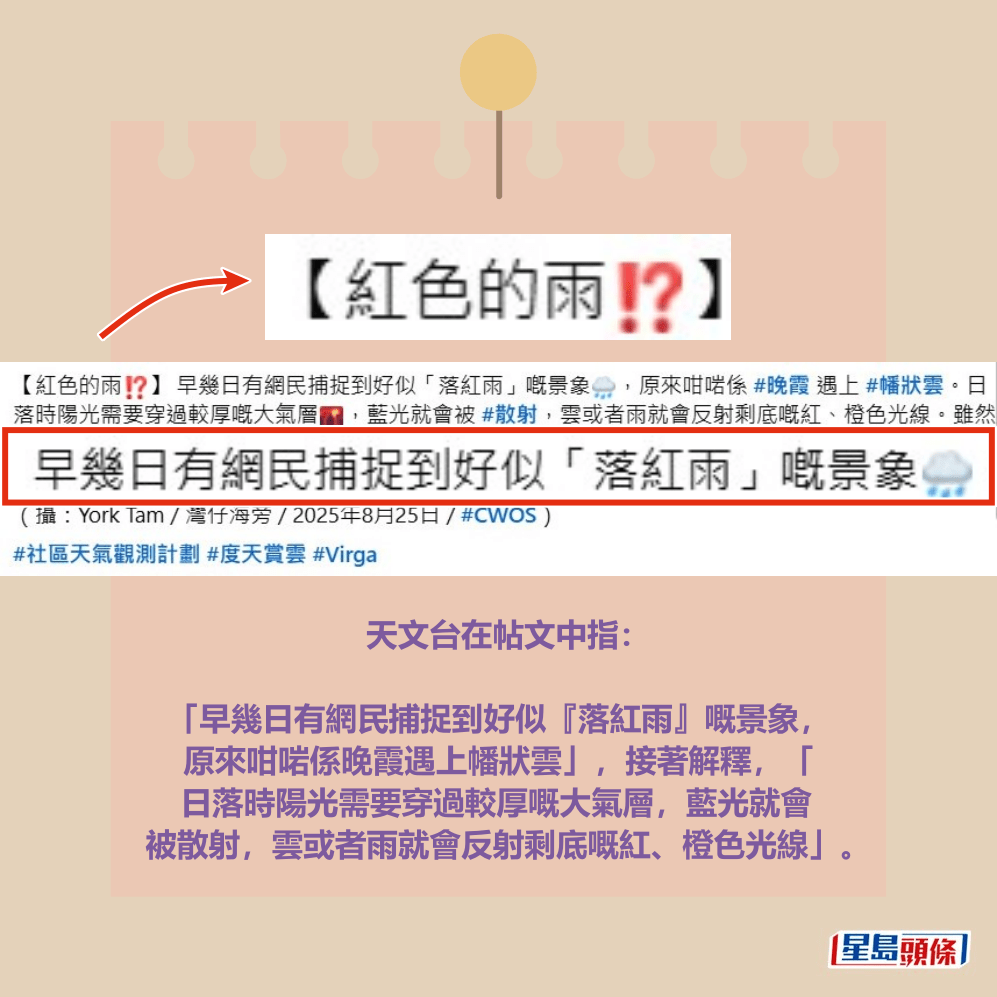 天文台在帖文中指:香港天文台fb截圖 天文台在帖文中指:香港天文台fb截圖