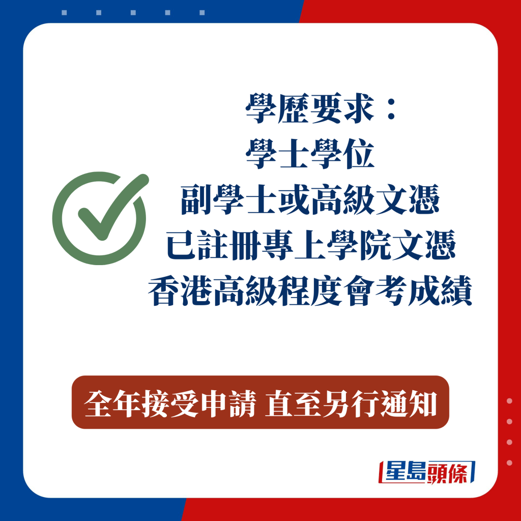 全年接受申请 直至另行通知