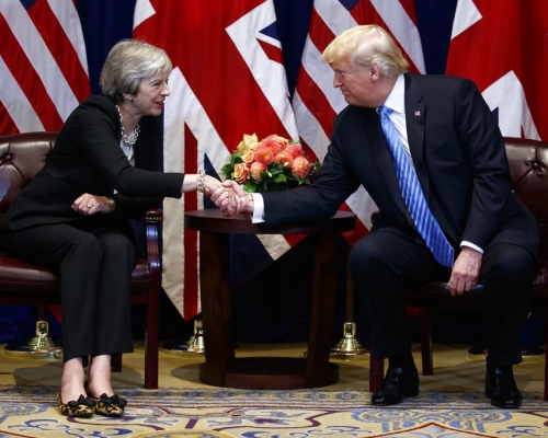 英國首相文翠珊與美國總統特朗普。AP資料圖片