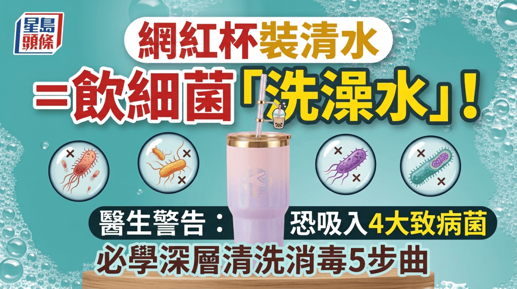 網紅杯裝清水如飲細菌「洗澡水」！醫生警告：恐吸入4大致病菌 必學深層清洗消毒5步曲