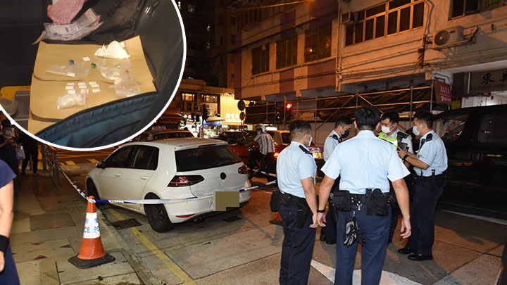 警方在車內檢獲少量毒品。