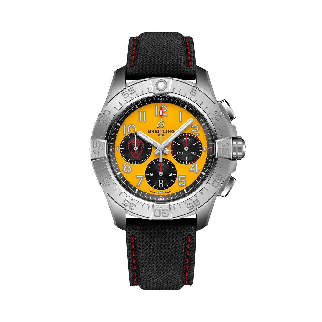 Breitling Avenger B01 Chronograph 44 Cobra Limited Edition，錶殼：44mm不鏽鋼/ 機芯：Calibre 01自動/ 限量：200枚/ 售價：$58,000 。