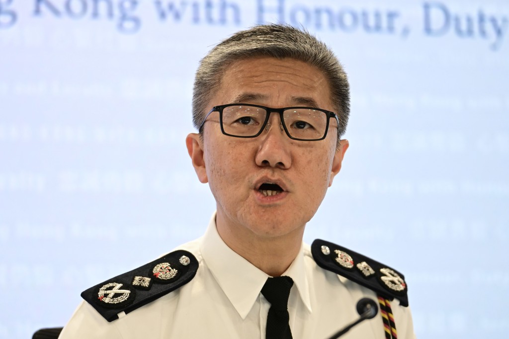 警务处处长萧泽颐今日在记者会内交代2023年治安情况。