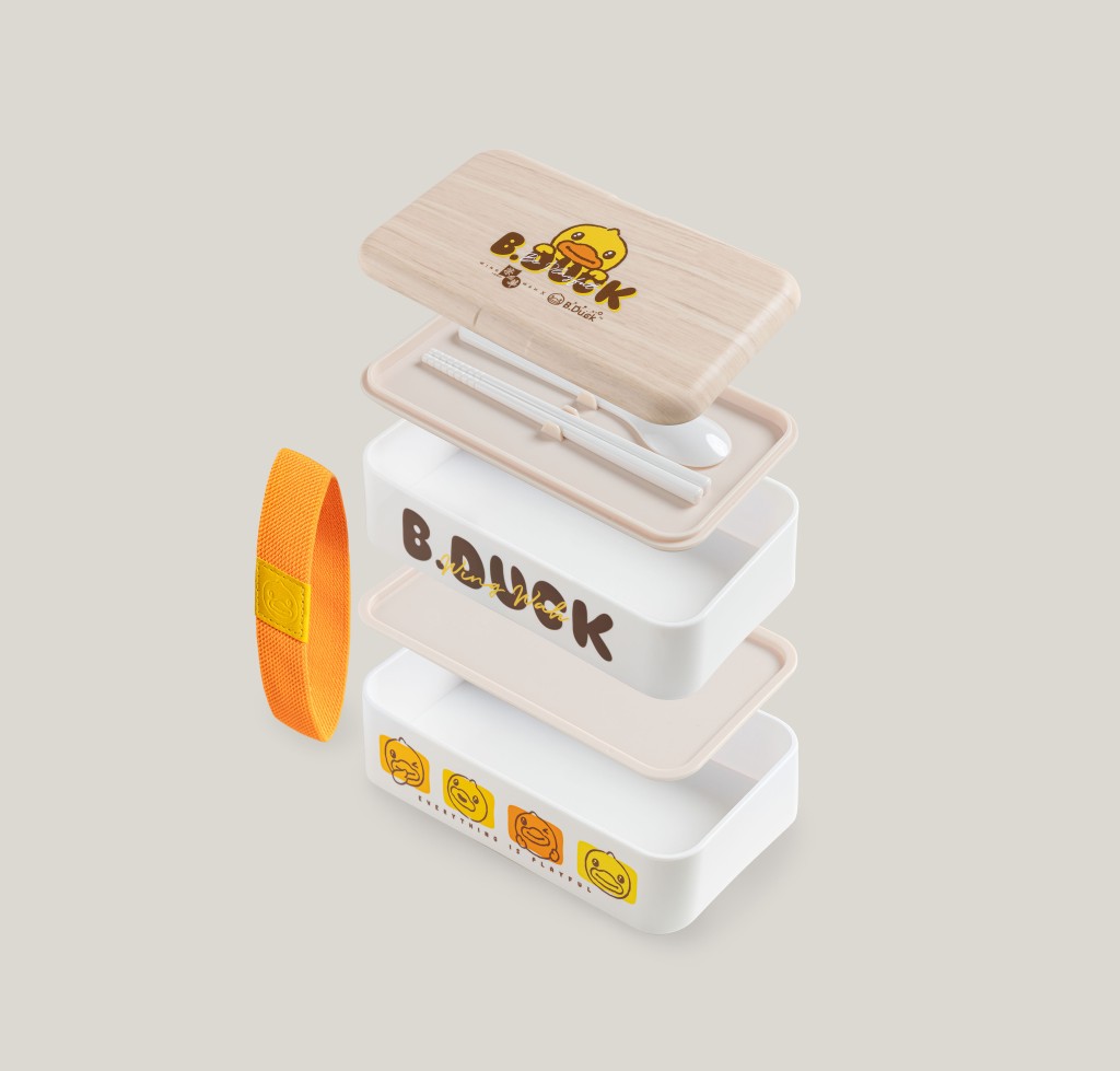 雙層便當盒適用於微波爐加熱，隨盒附送一雙筷子及一隻湯匙，可以用作餐盒使用。