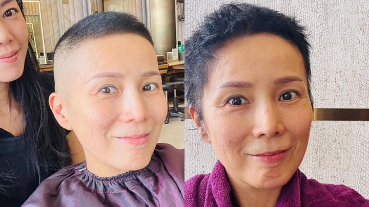 吳文忻化療藥引發肺炎須轉藥 甩髮索性剪男仔頭 樂天面對：將個「癩痢頭」修剪到幾型。