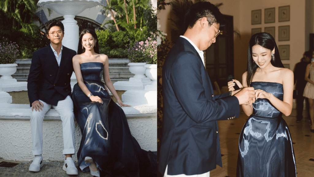 2021年「最上镜小姐」杨培琳宣布订婚  深蓝低胸裙绝美亮相未婚夫首曝光  富家千金住4千万豪宅 
