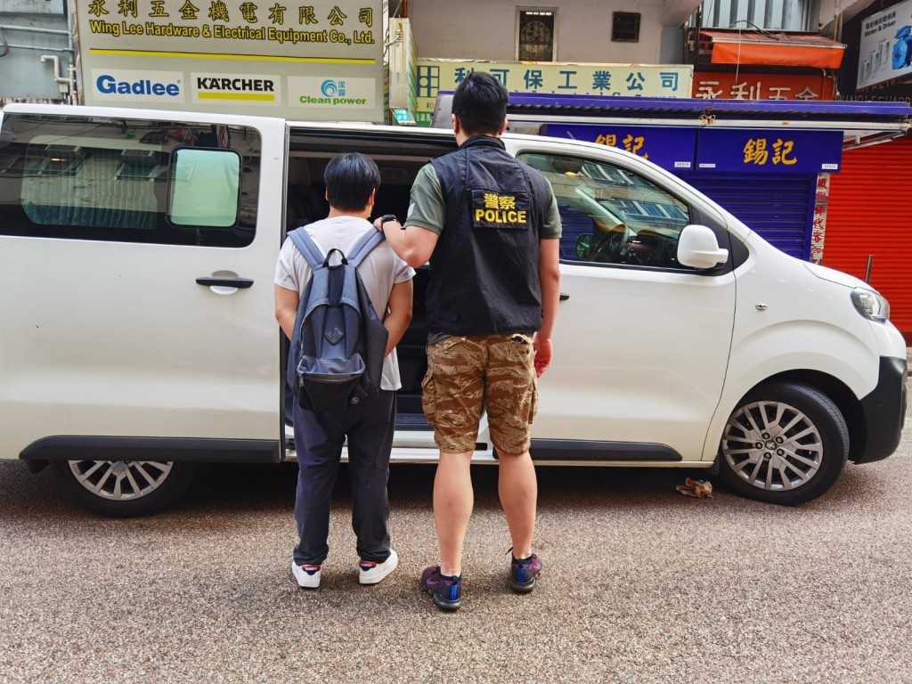 警方旺角掃黃,行動中拘捕一名懷疑賣淫場所負責人。 警方提供