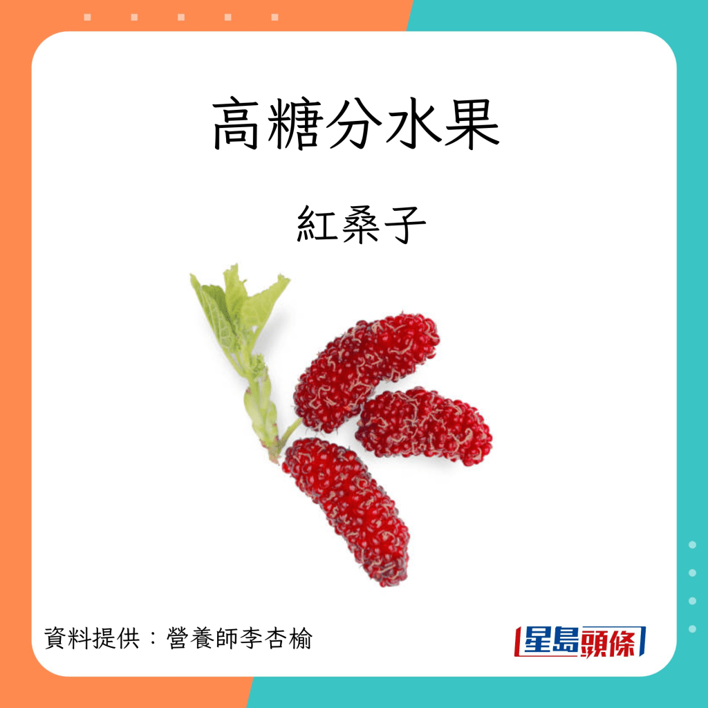 吃水果禁忌｜高糖分水果包括红桑子。