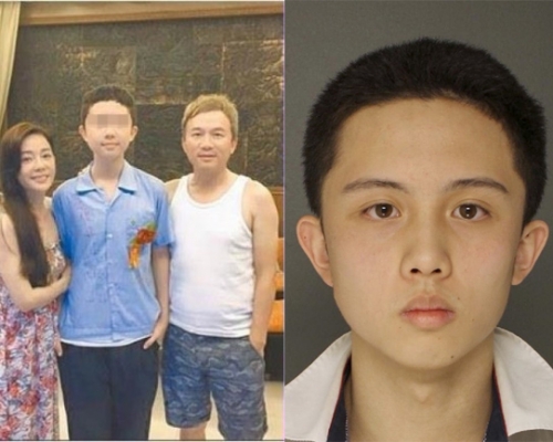 左圖為狄鶯（左）和丈夫孫鵬（右）與兒子合照；孫安佐（右圖）懷疑計畫槍擊校園被捕。（網圖）