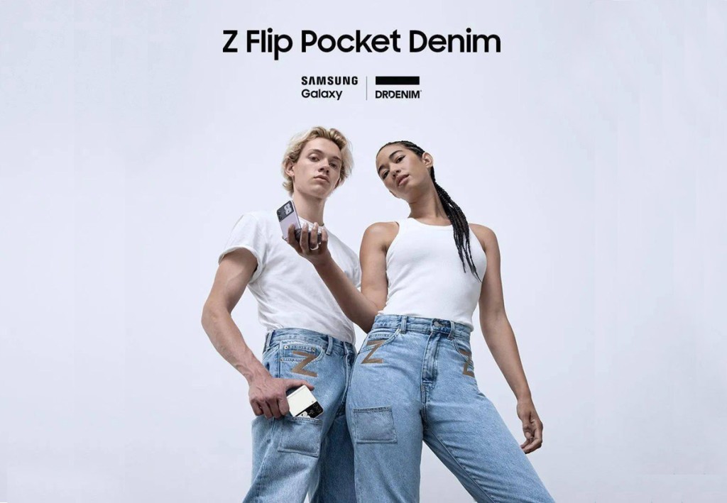 ●Samsung跟Dr. Denim聯乘合作,在澳洲限定推出「Z Flip Pocket Denim」特別版牛仔褲,隨牛仔褲送Galalxy Z Flip3 5G手機。