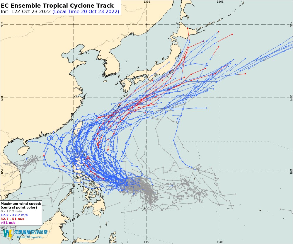 歐洲電腦預報顯示潛在的熱帶氣旋走勢仍然未明。氣象達人彭啟明 FB圖片