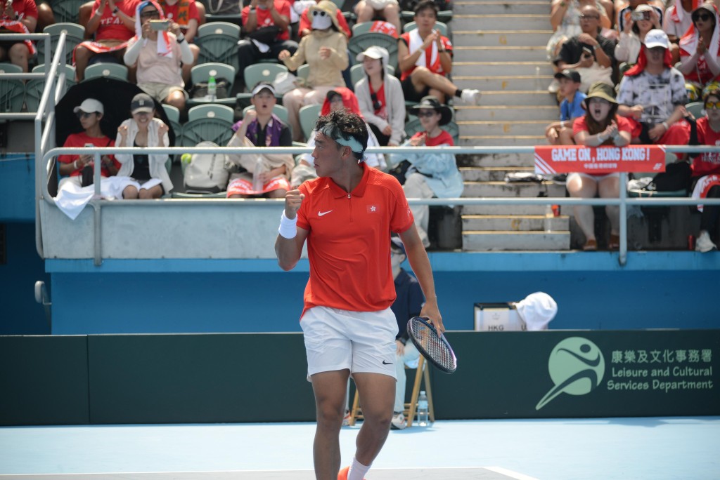 黃澤林代表港隊出戰今年的台維斯盃。星島圖片