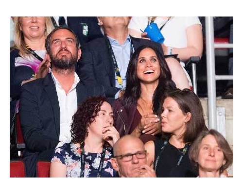 梅根马克尔（右上）出席多伦多「永不屈服运动会」。AP