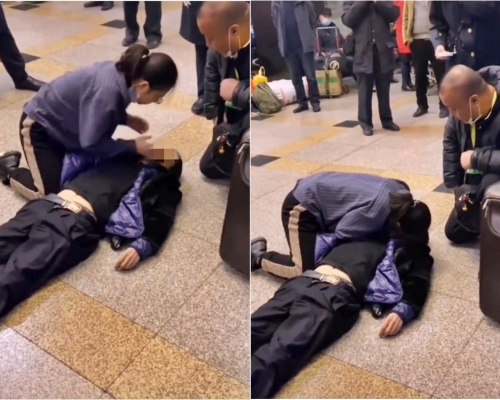 北京一名女醫生為陌生人作人工呼吸,不顧可能染上新冠肺炎的危險。網圖