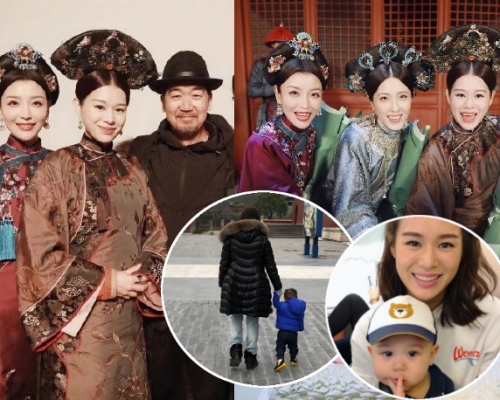 杏兒早前到橫店拍攝《末代廚娘》，囝囝前來探班。胡杏兒微博