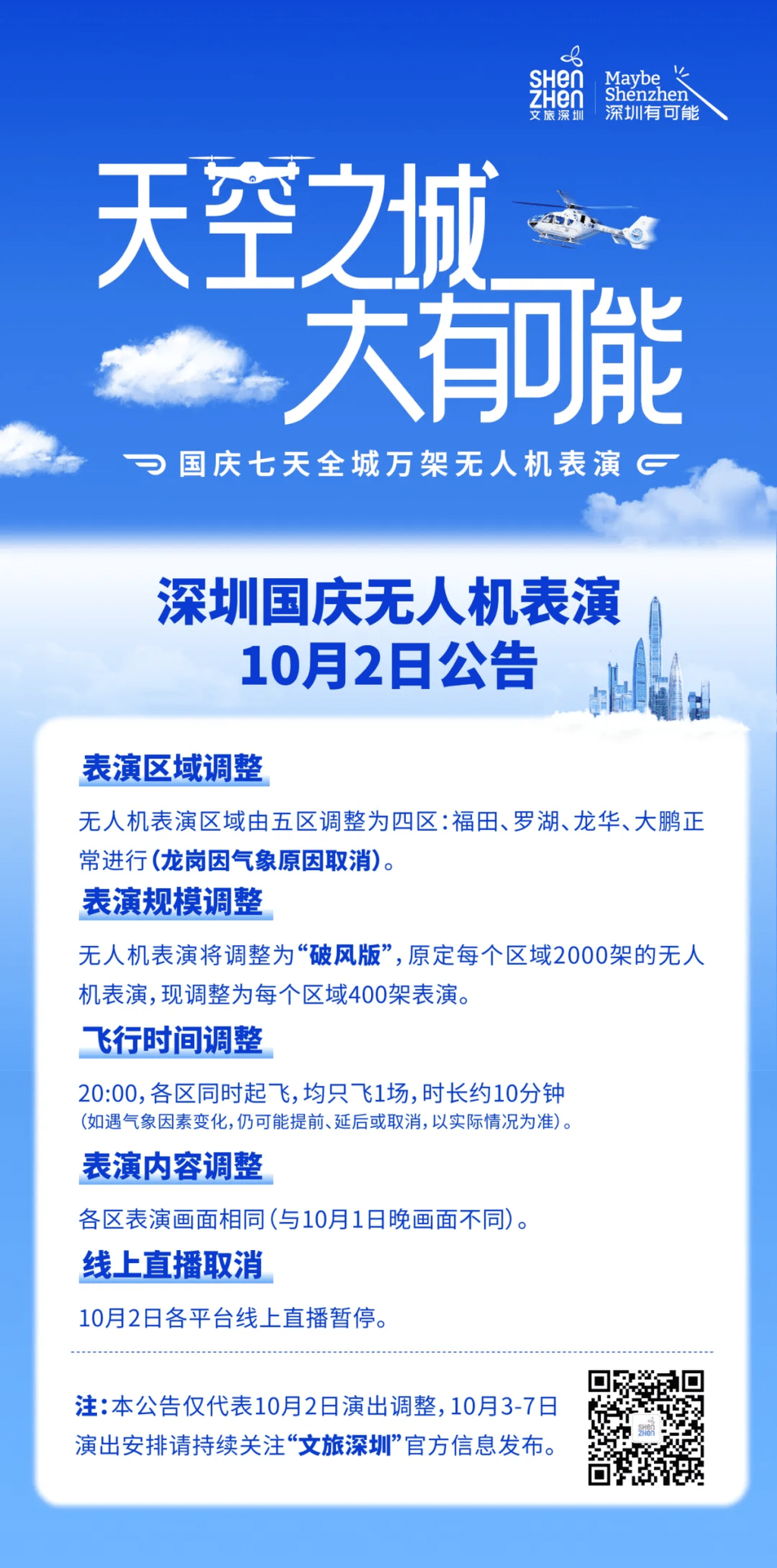 深圳國慶無人機表演最新改動公告。