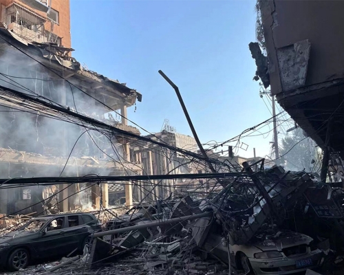 瀋陽餐廳爆炸事故造成嚴重破壞。網圖