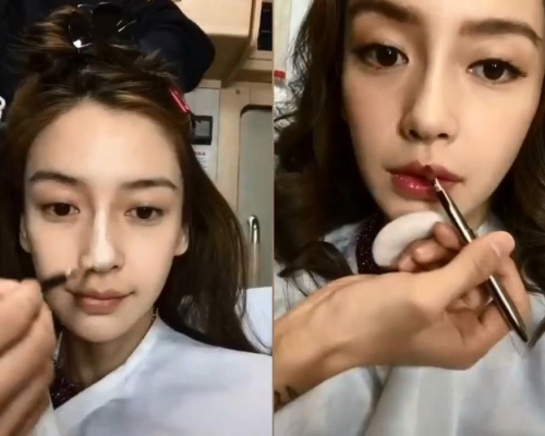 Angelababy分享了一段化妝過程的影片，公開自己的「真面目」。