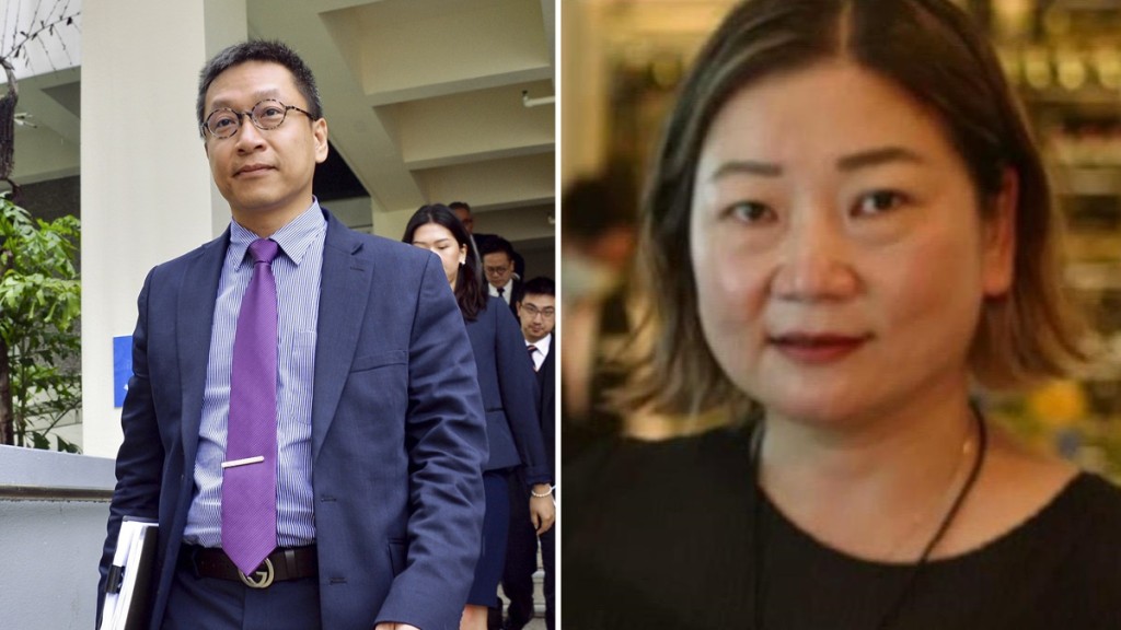 柯士甸學校校監陳金兒(右)就「中科監察」主席潘焯鴻(左)涉嫌誹謗入稟申令禁制言論,要求致歉及賠償。
