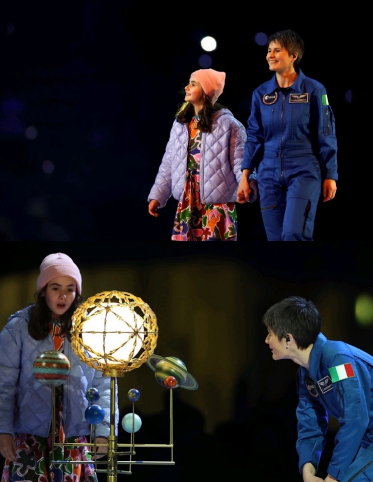 意大利女太空人Samantha Cristoforetti參演以意國科技和未來為主題的表演項目。（奧運官方IG）