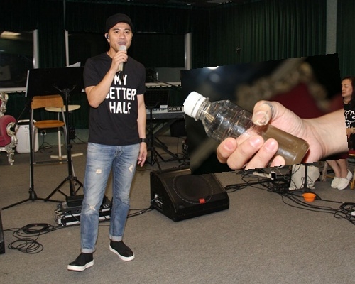 Edmond飲完大海欖好有功效，但就不小心傷手指。